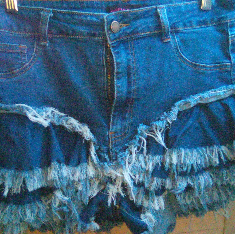 Ripped jean shorts